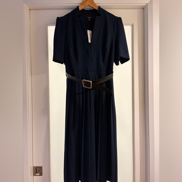 Karen Millen Forever Pleated Navy Midi Dress US 8P - Picture 6 of 6